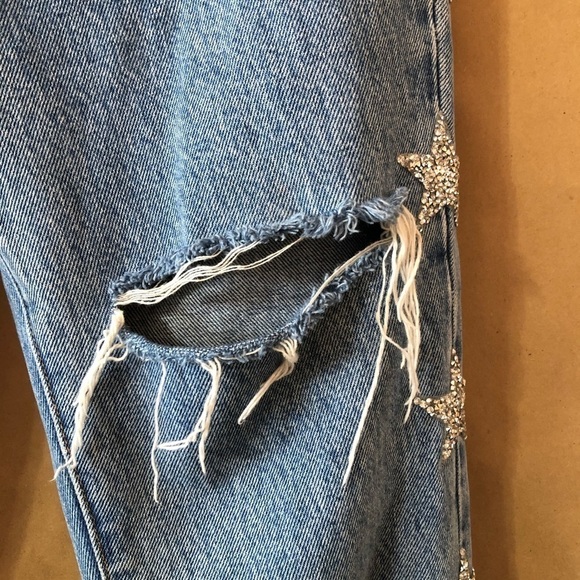 LF | CARMAR Alexander Ezra Rhinestone Star Side Stripe Distressed Jeans Size 24 - Picture 9 of 16